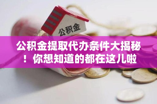 谯城公积金提取代办条件大揭秘！你想知道的都在这儿啦